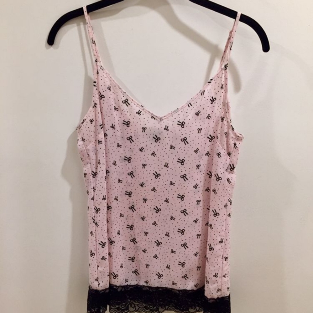 SMART SET Women's Black Ribbon Design Spaghetti Strap Camisole M